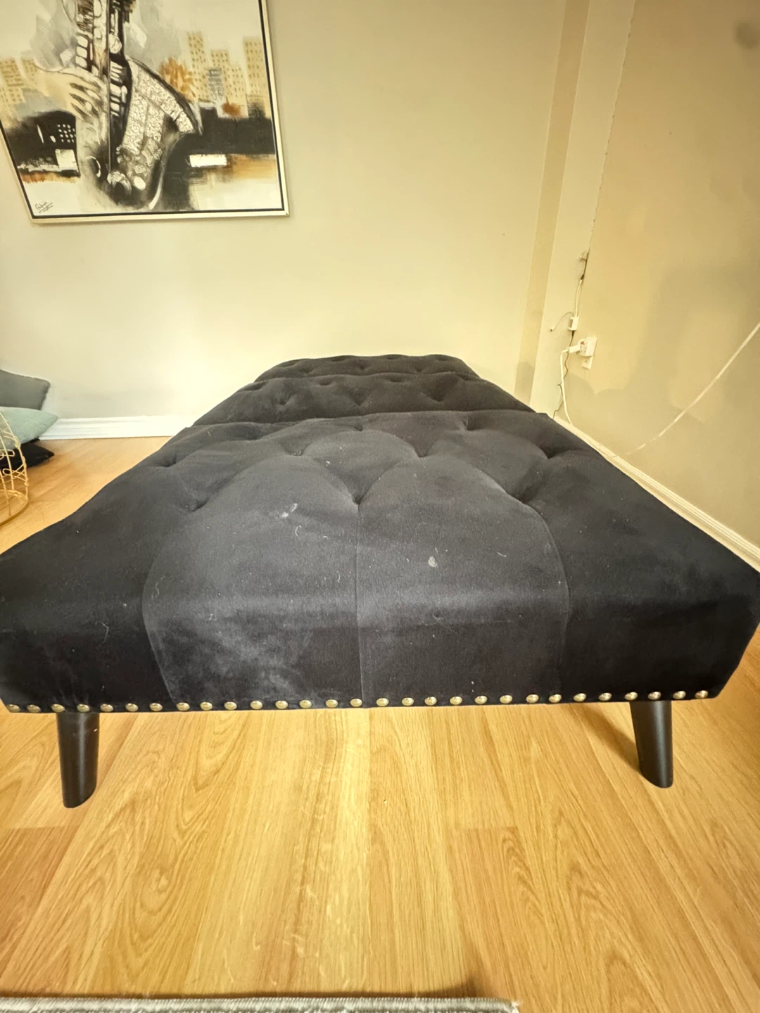 Black Velvet Tufted Chaise Lounge - photo 4