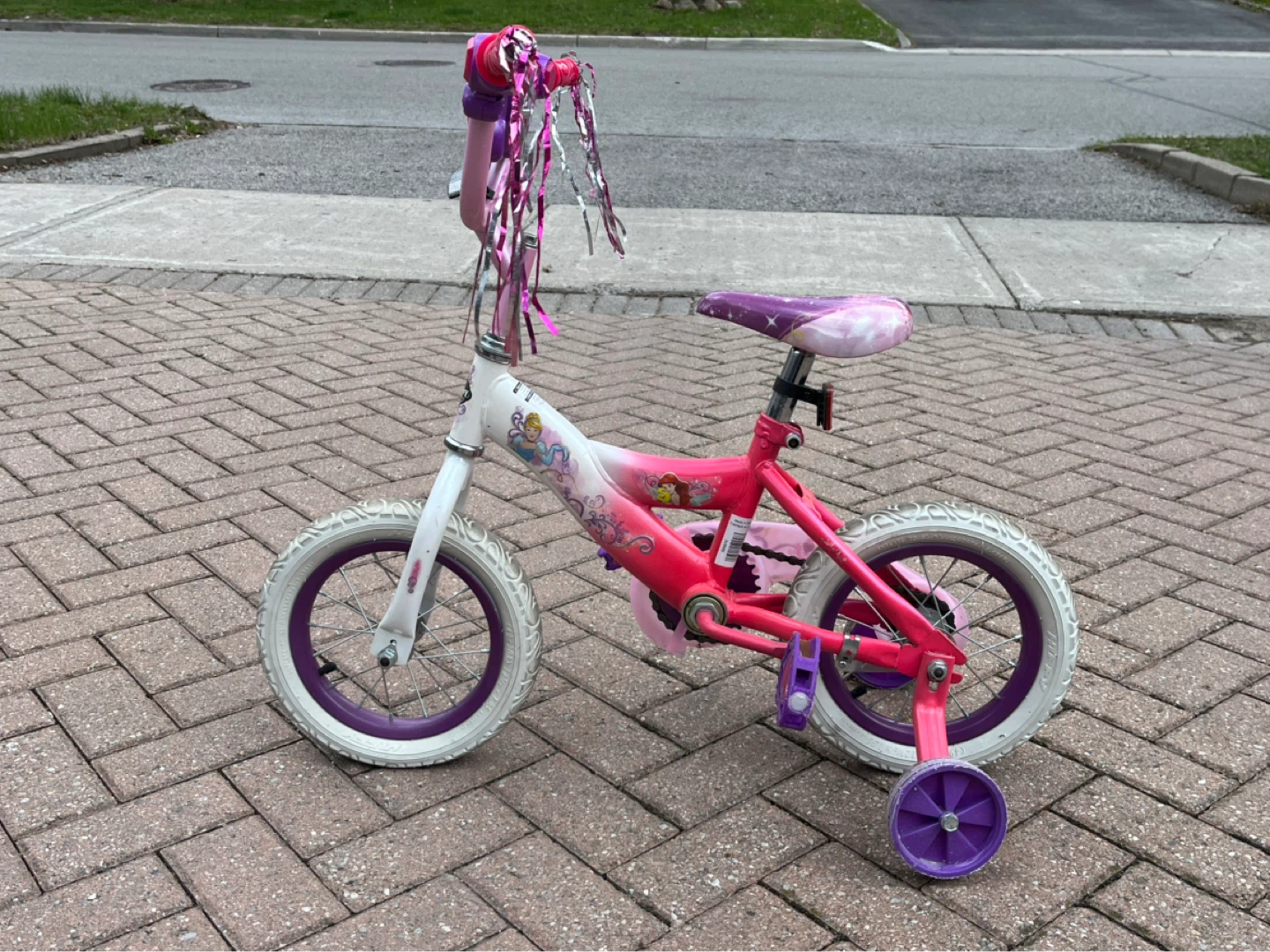 Kids Pink Princess Bike with Training Wheels