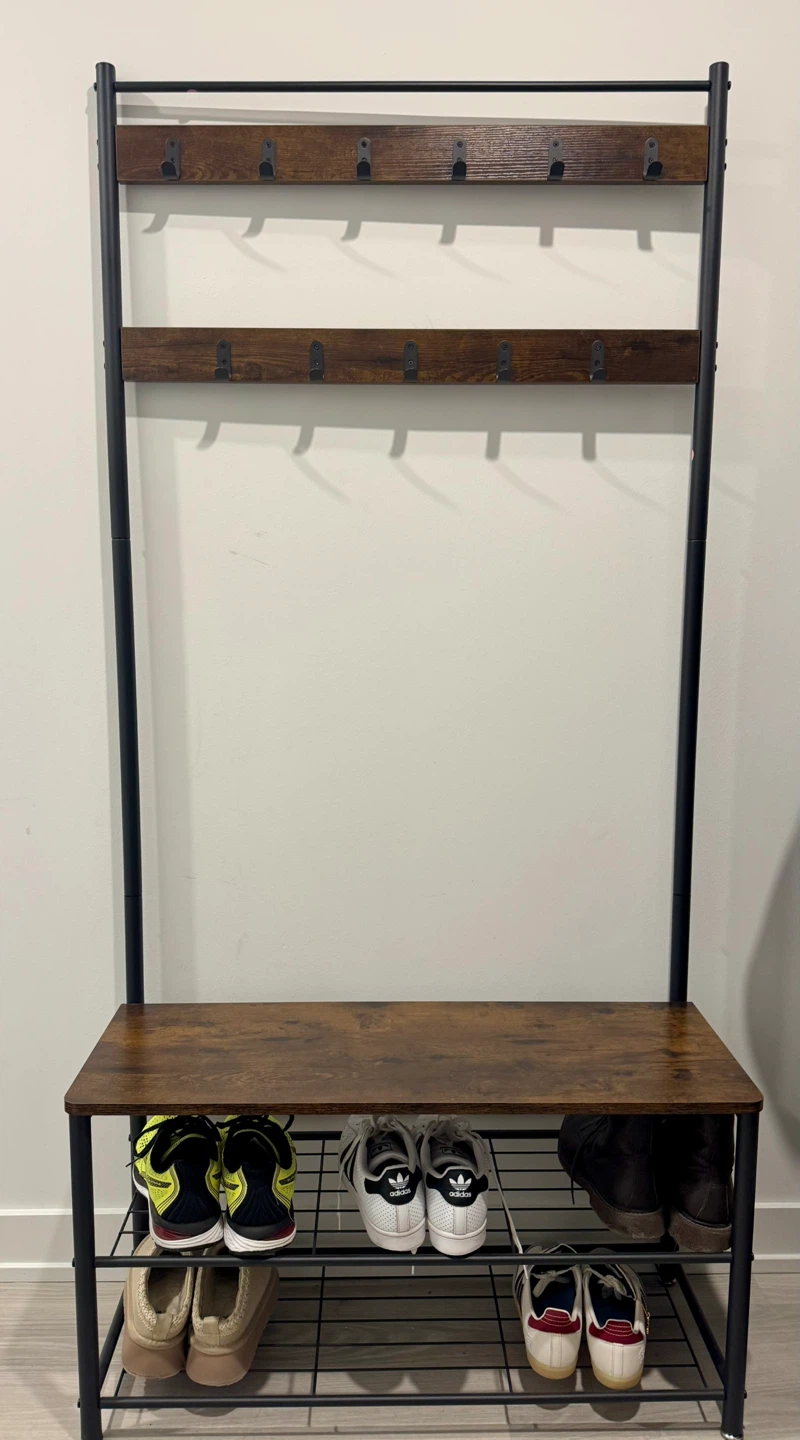 Rustic Entryway Coat Rack with Shoe Bench - photo 3