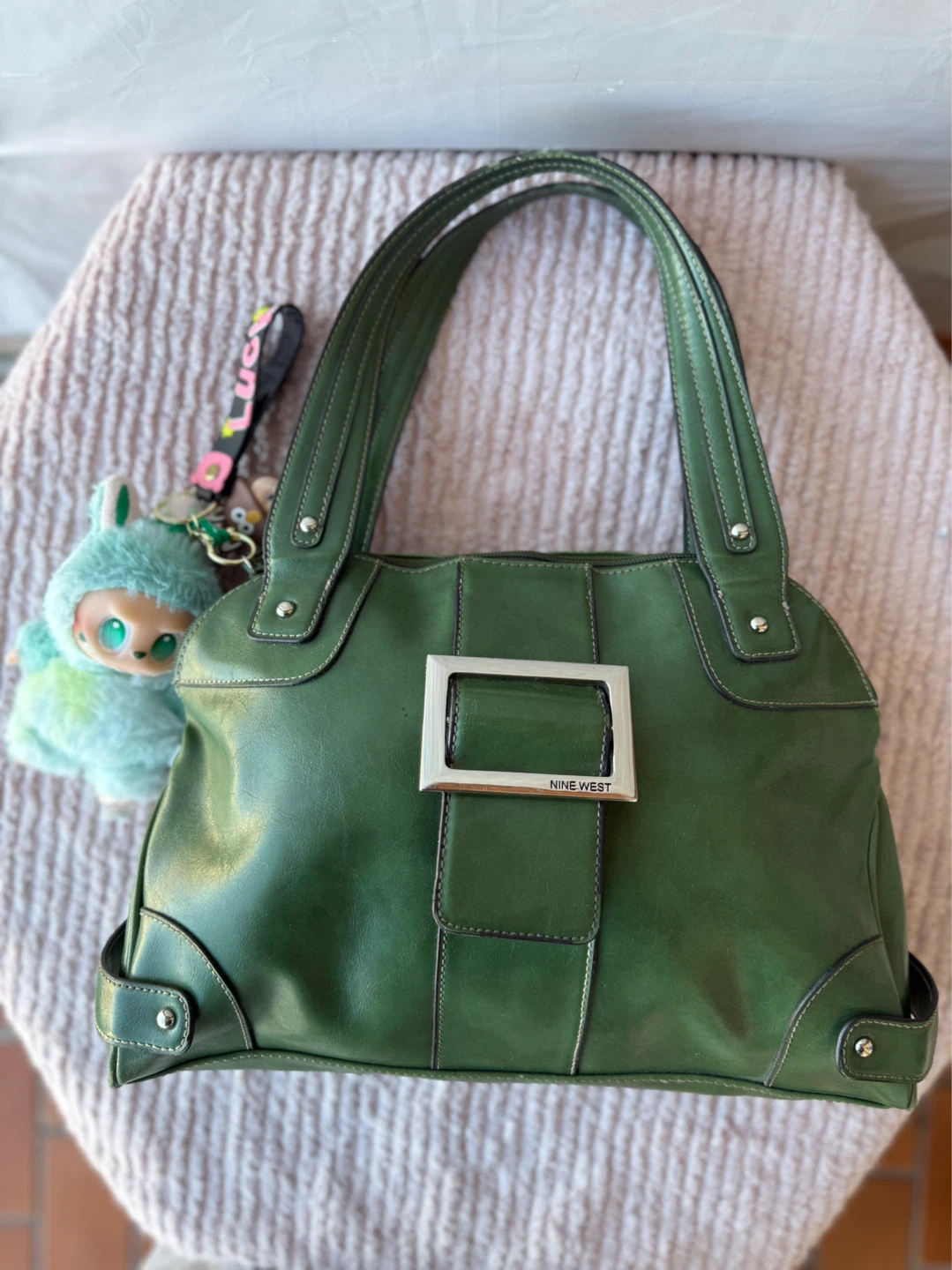 Nine West Green Leather Tote Bag