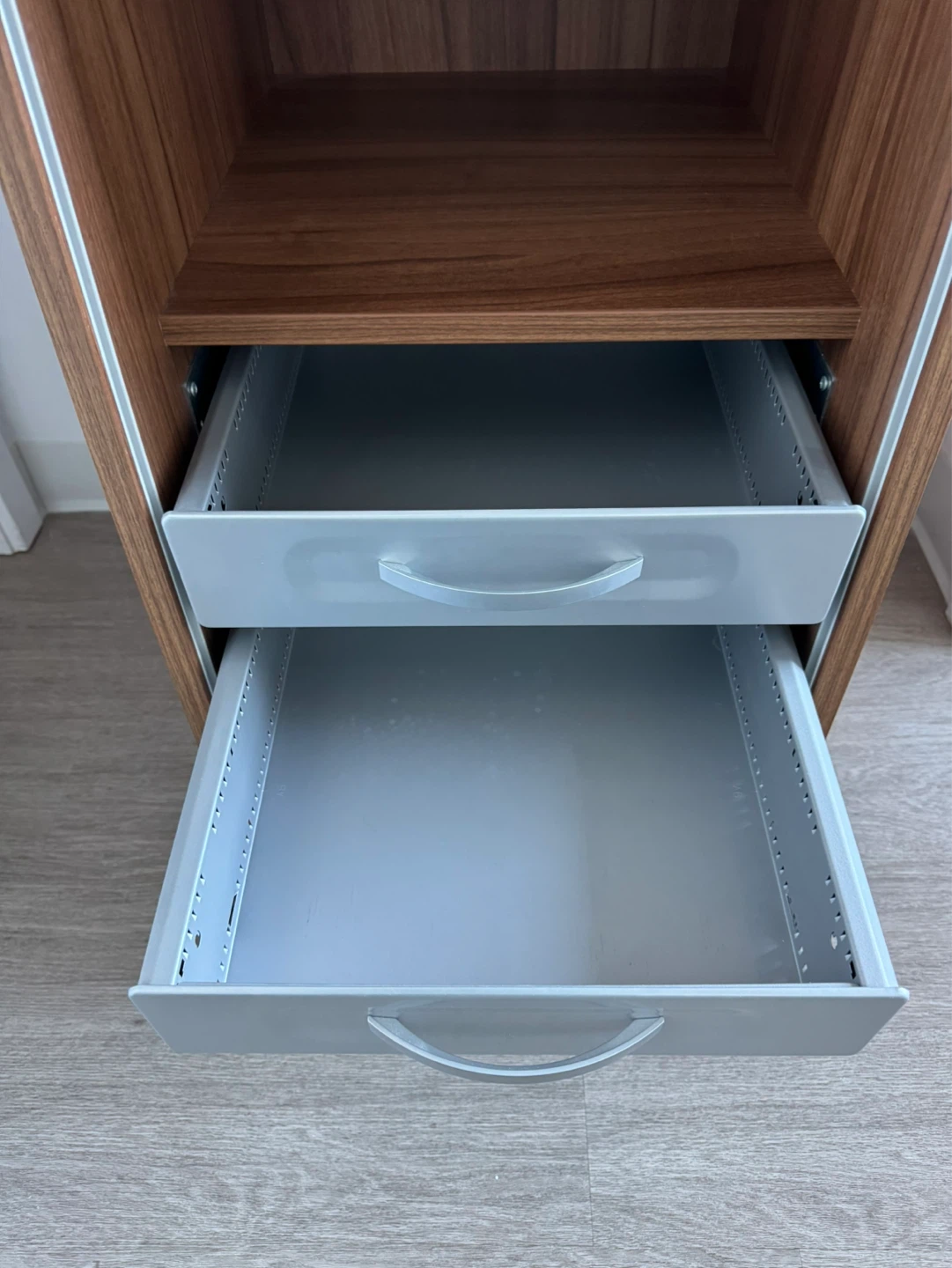 Wood Rolling Storage Cabinet with Drawers and Lock - photo 3