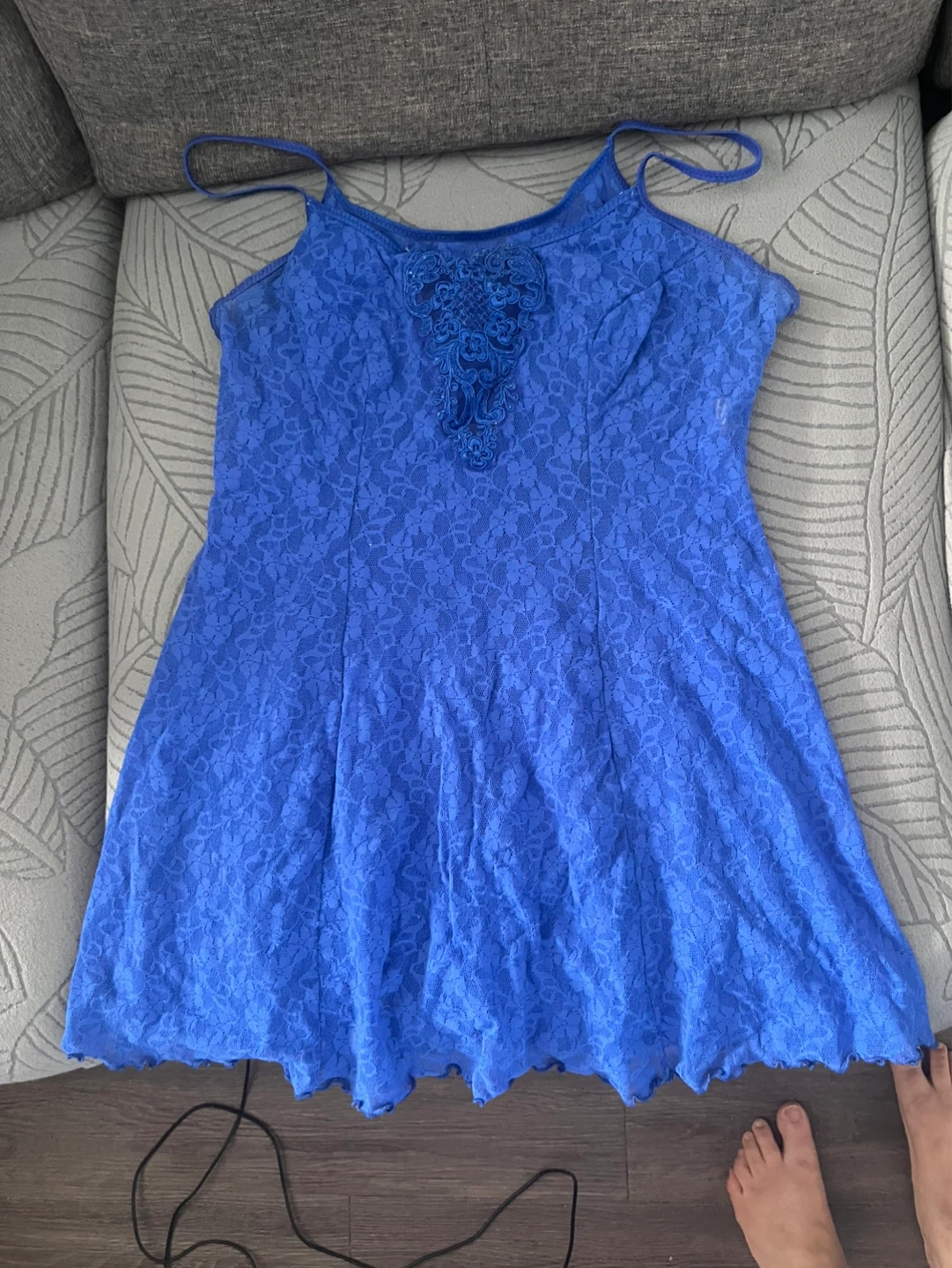 Vintage Arianne Blue Floral Lace Slip Dress / Chemise
