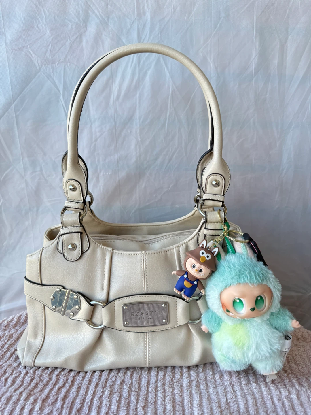 Rosetti Cream Faux Leather Tote Handbag