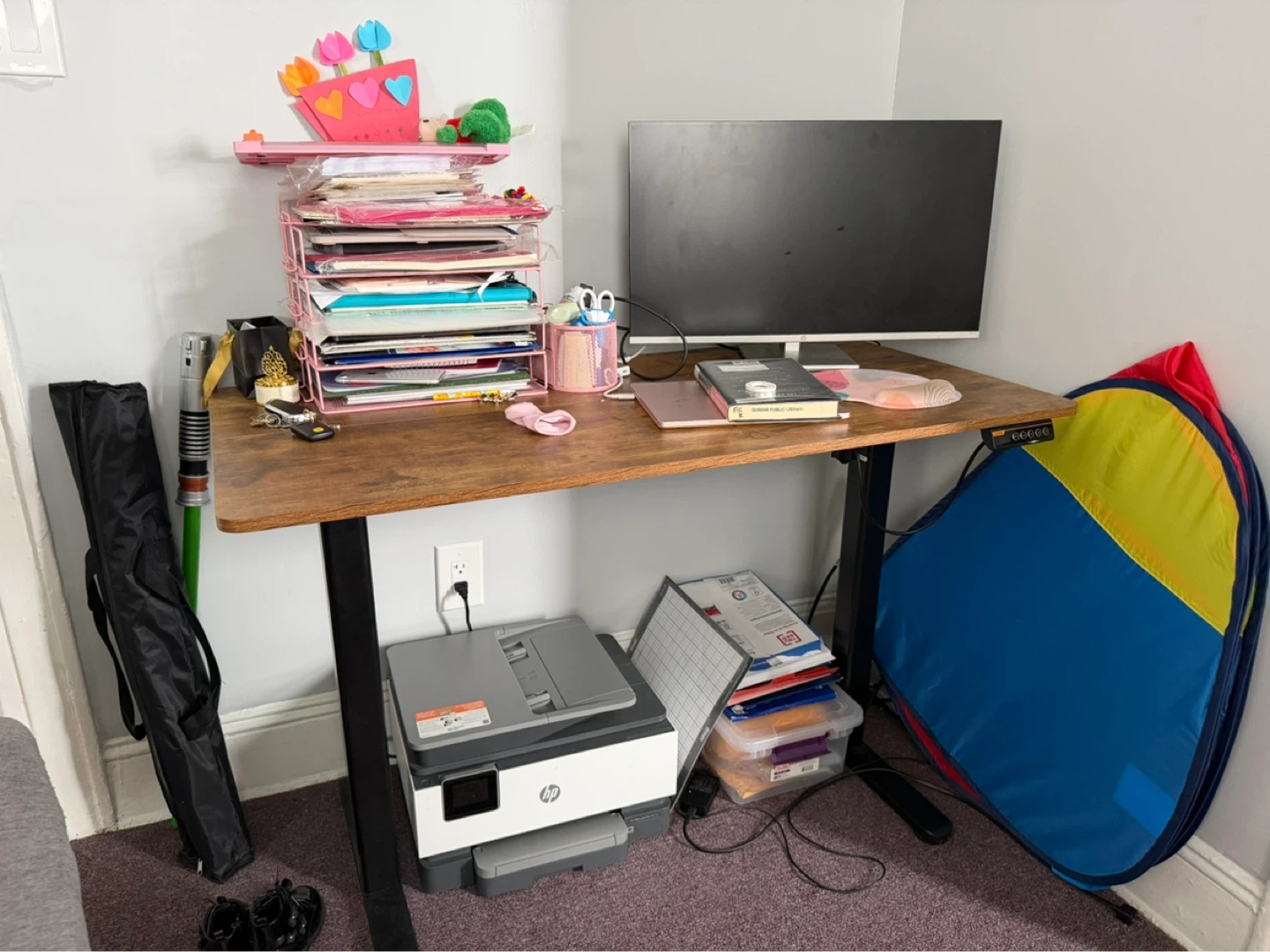Adjustable Standing Desk with Wood Top