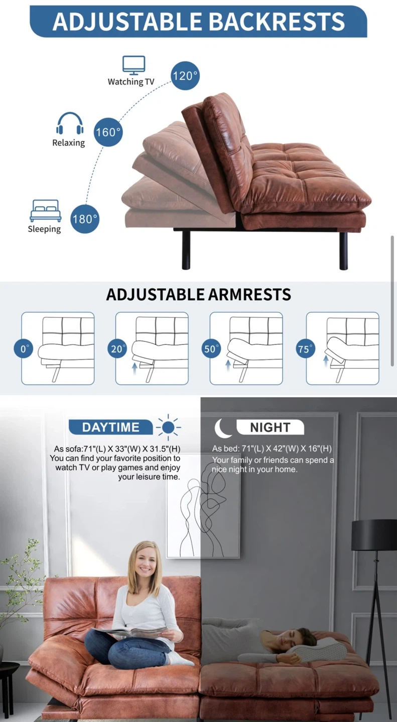 Brown Futon Sofa Bed - photo 2