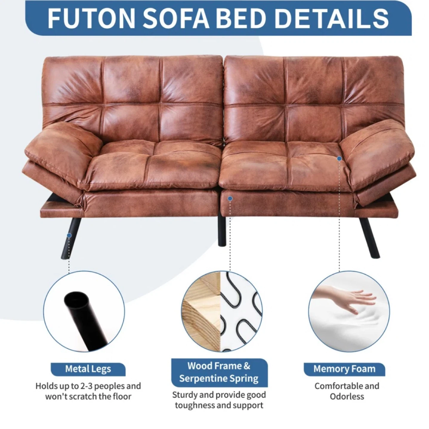 Brown Futon Sofa Bed - photo 4