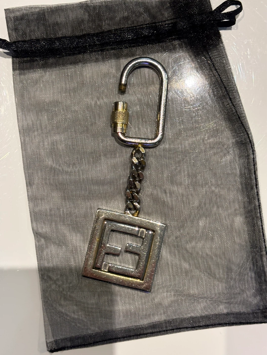 Fendi 1980s Vintage Logo Metal Key Chain Unisex Bag Charm - photo 2