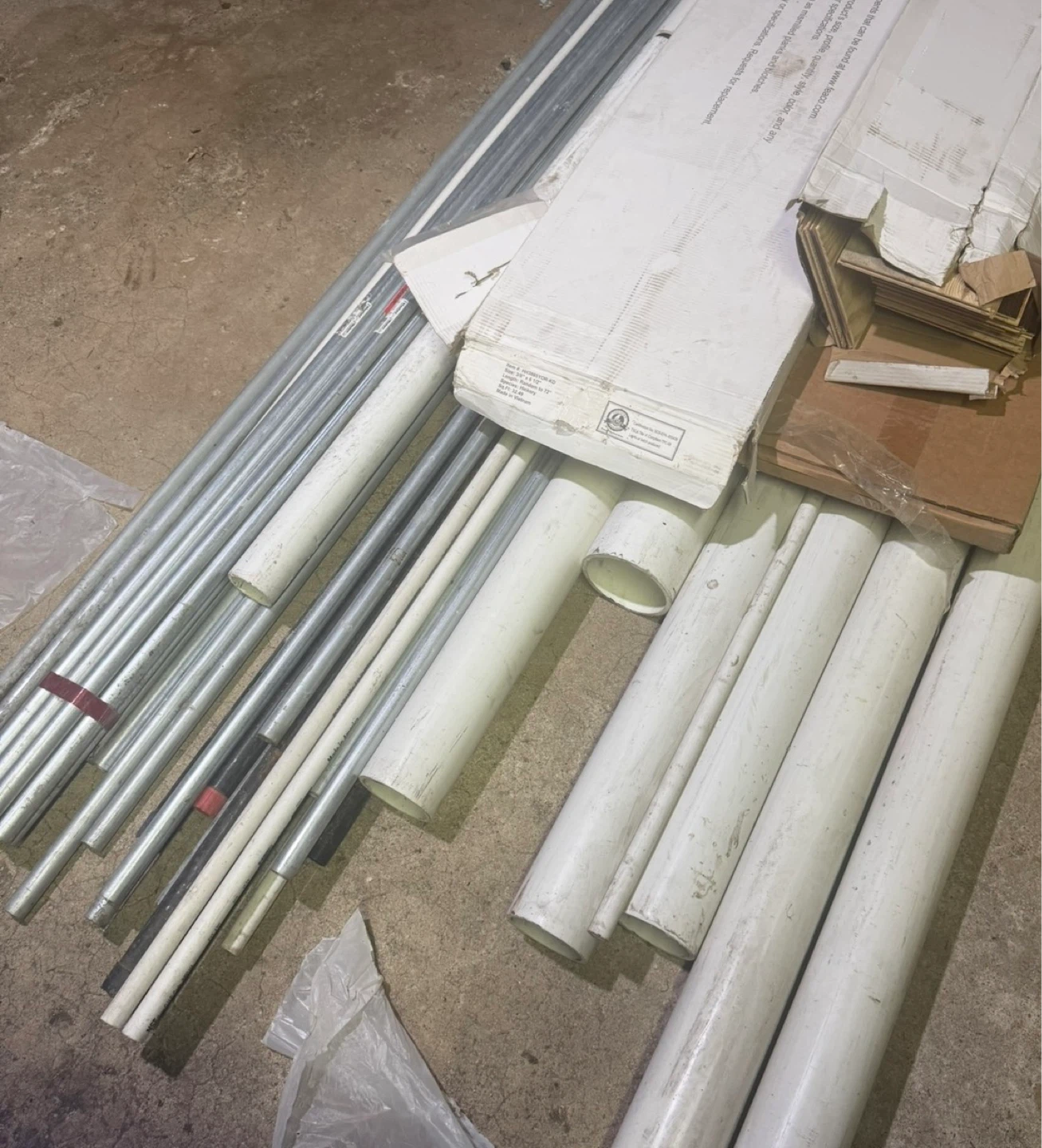 Assorted Metal and PVC Pipes