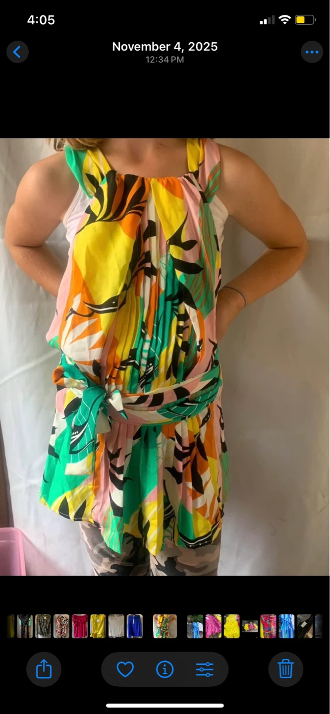 Vibrant Tropical Print Blouse with Tie Waist