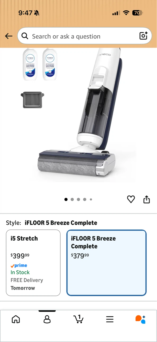 Tineco iFLOOR 5 Breeze Complete Wet Dry Vacuum Floor Washer - photo 2