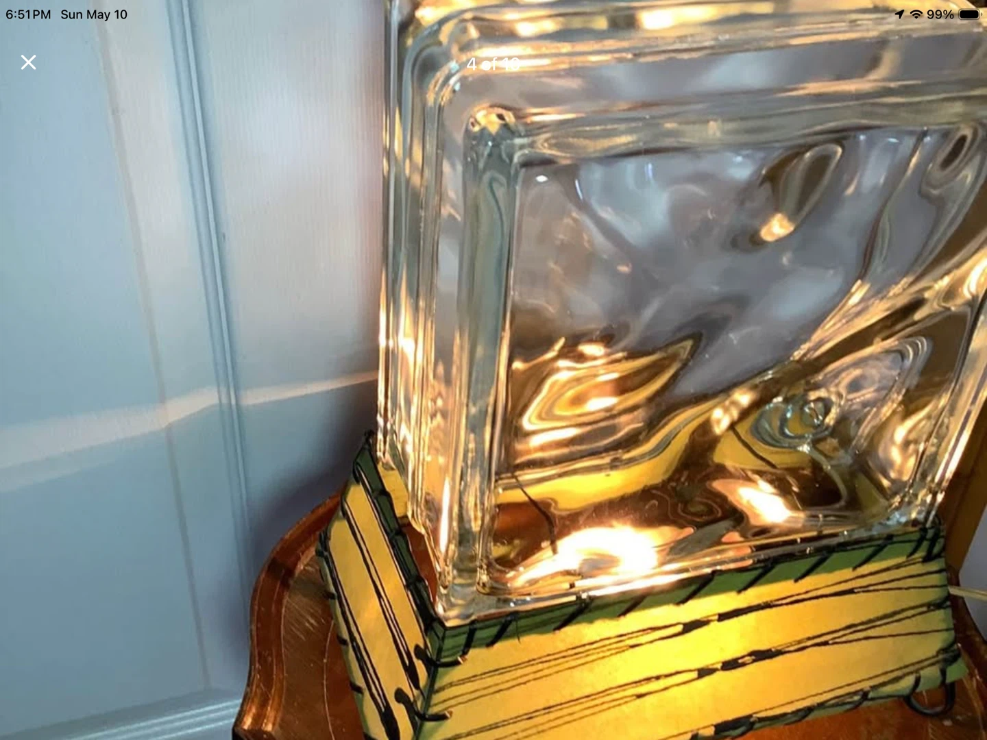 MCM Glass Block Lamp w Fibreglass Shade 🐞 - photo 4