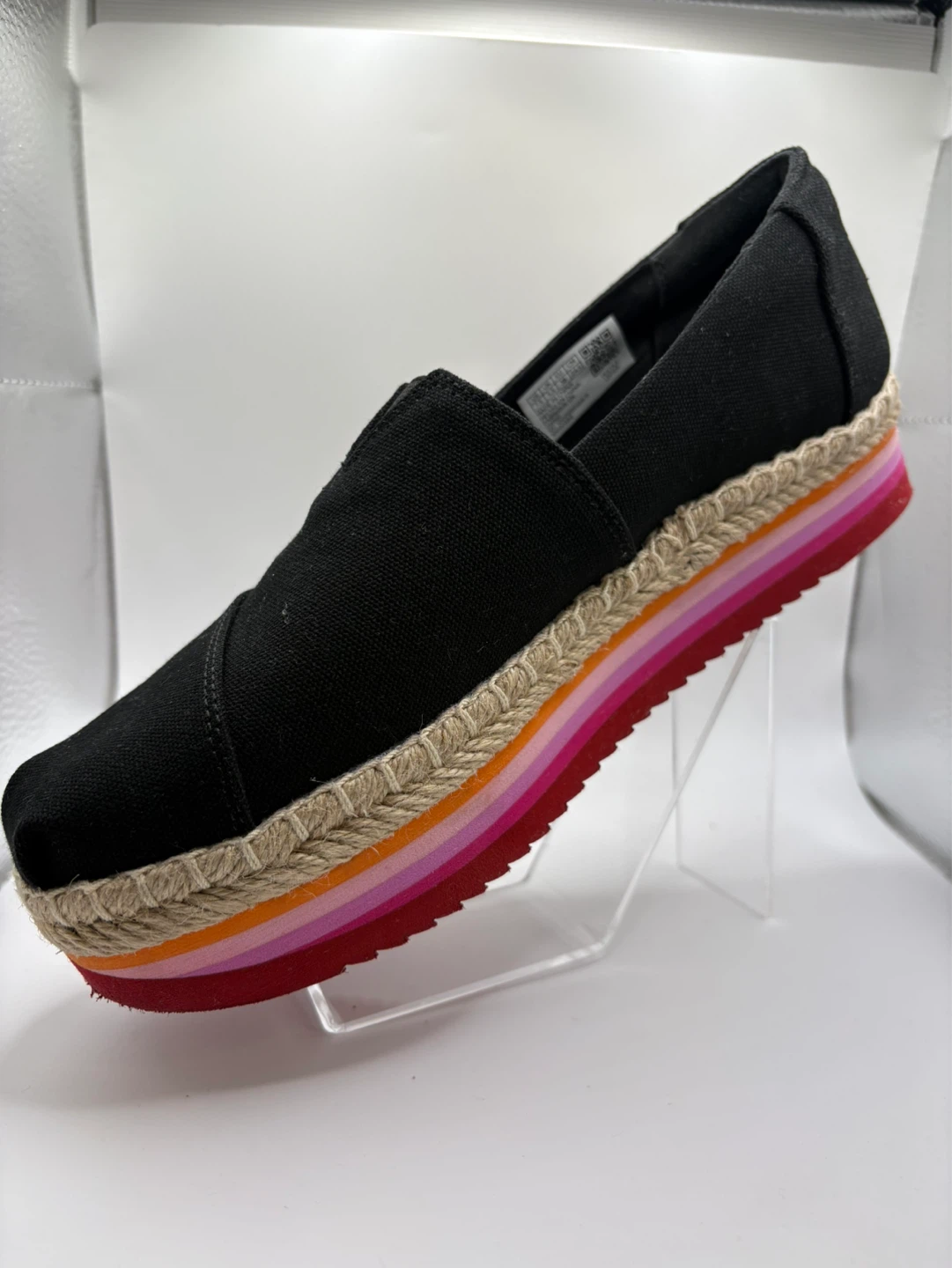 7.5 - TOMS Black Espadrille Platform Shoes - Women's Size 7.5