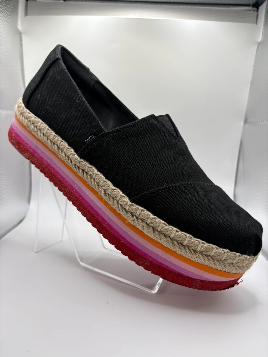 7.5 - TOMS Black Espadrille Platform Shoes - Women's Size 7.5 - photo 2