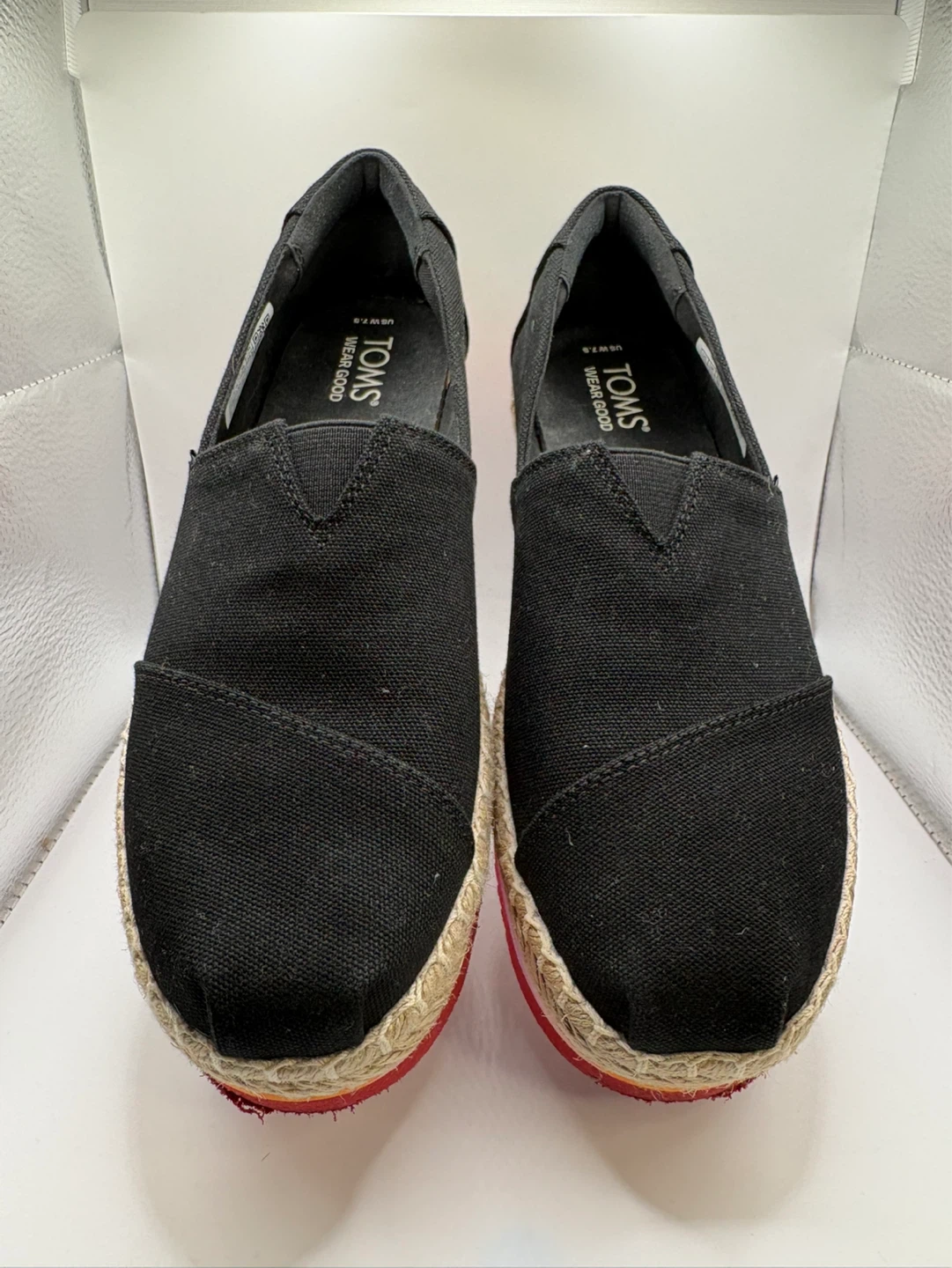 7.5 - TOMS Black Espadrille Platform Shoes - Women's Size 7.5 - photo 3