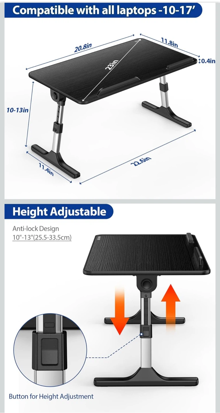 Adjustable Laptop Bed Tray Table - photo 3