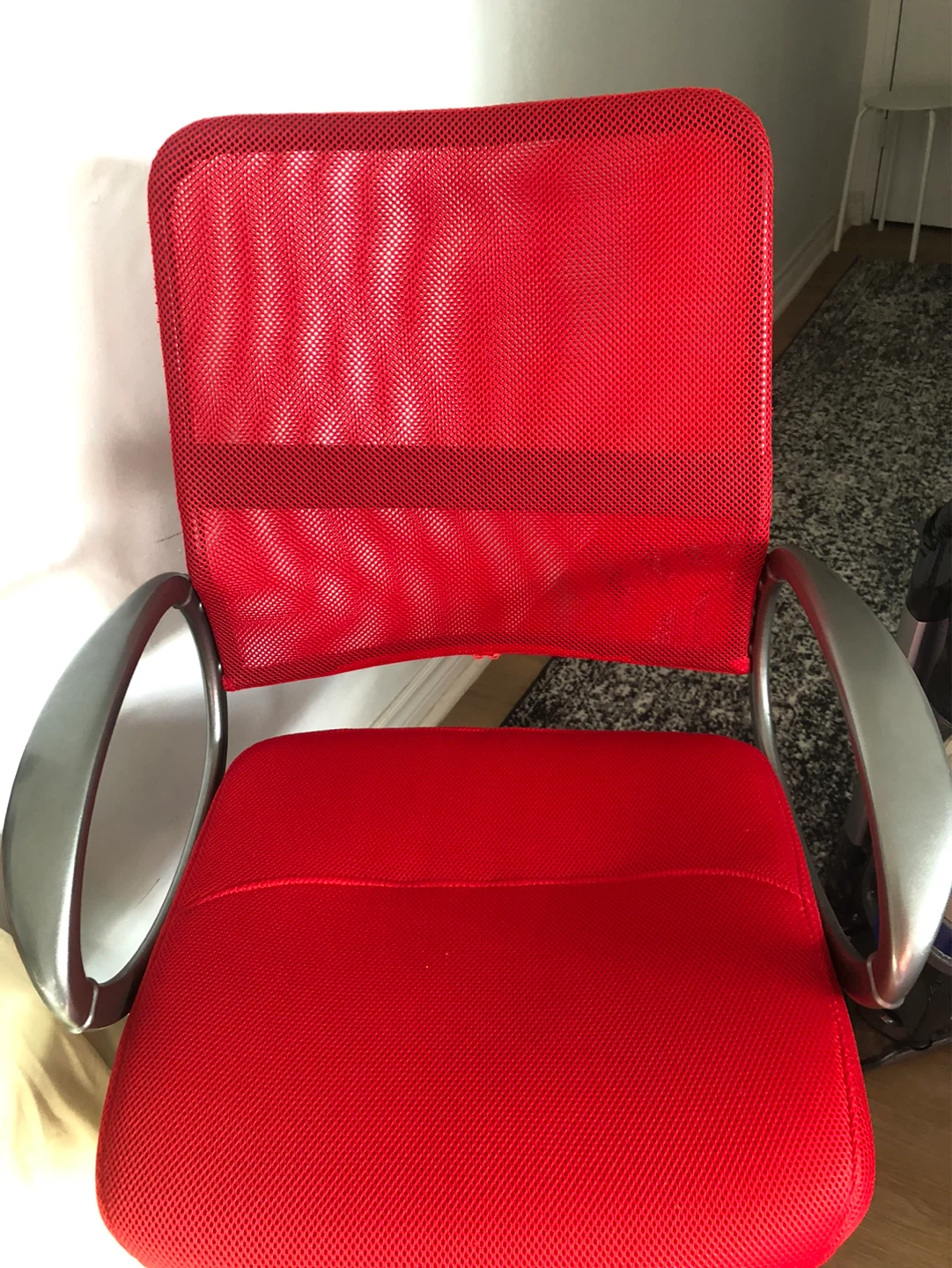 Red Office Chair with Mesh Back