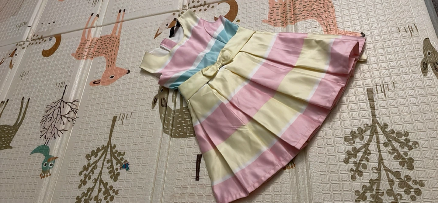 Kids Dress Size Small Pastel Stripes