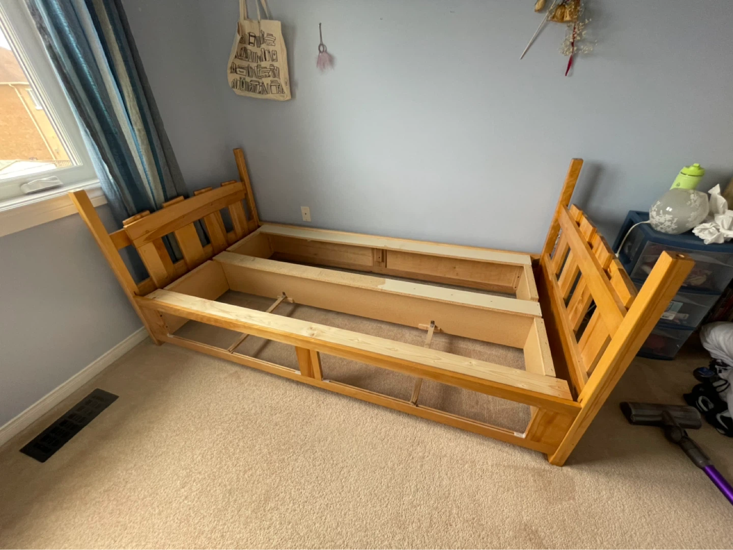 Twin Bed Frame with Drawers (Needs Repair) - photo 5