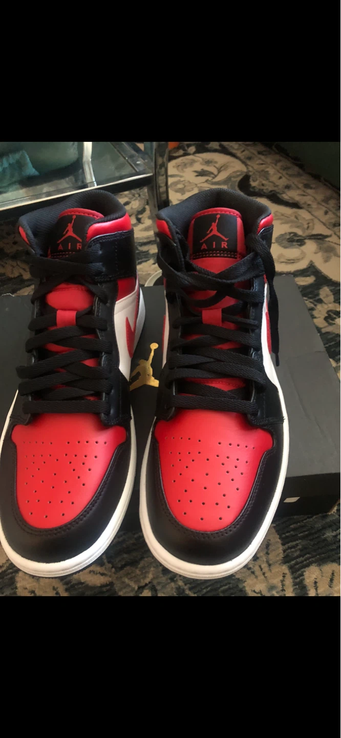Air Jordan 1 Mid White Black Red (2022) Sneakers
