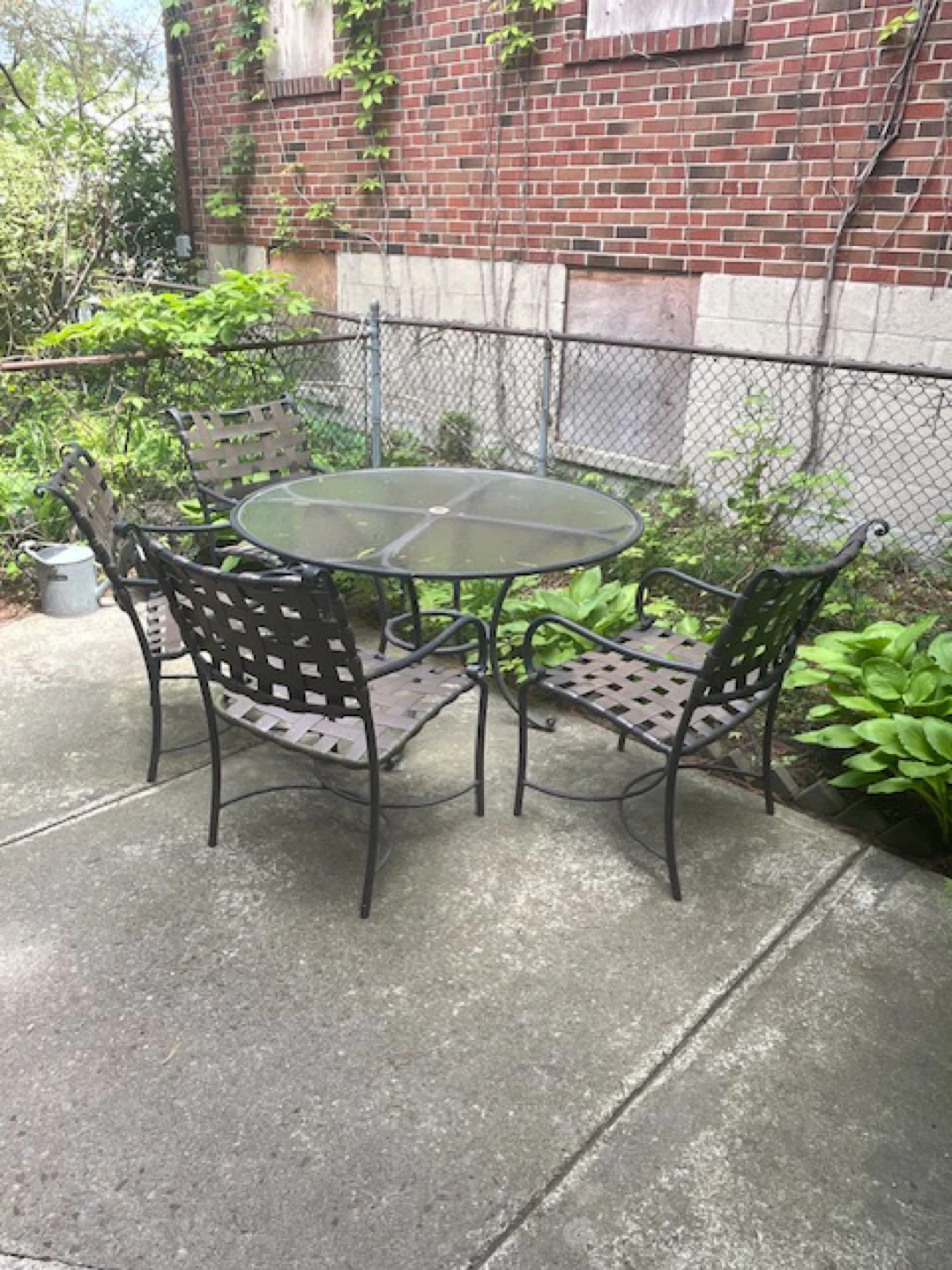 Glass Top Patio Dining Set with 4 Chairs