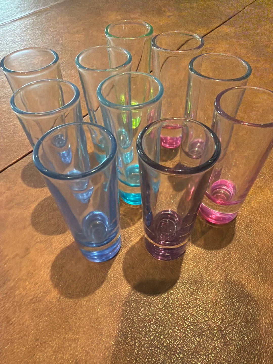 Set of 10 Coloured Shot Glasses