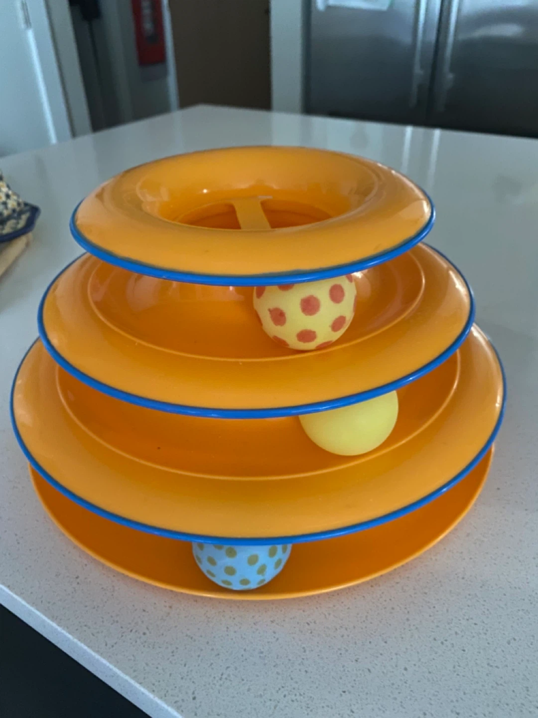 Orange 3-Tier Cat Roller Toy with Balls