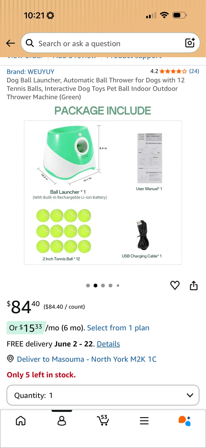 WEUYUY Automatic Dog Ball Launcher with 12 Tennis Balls (Green) - photo 3