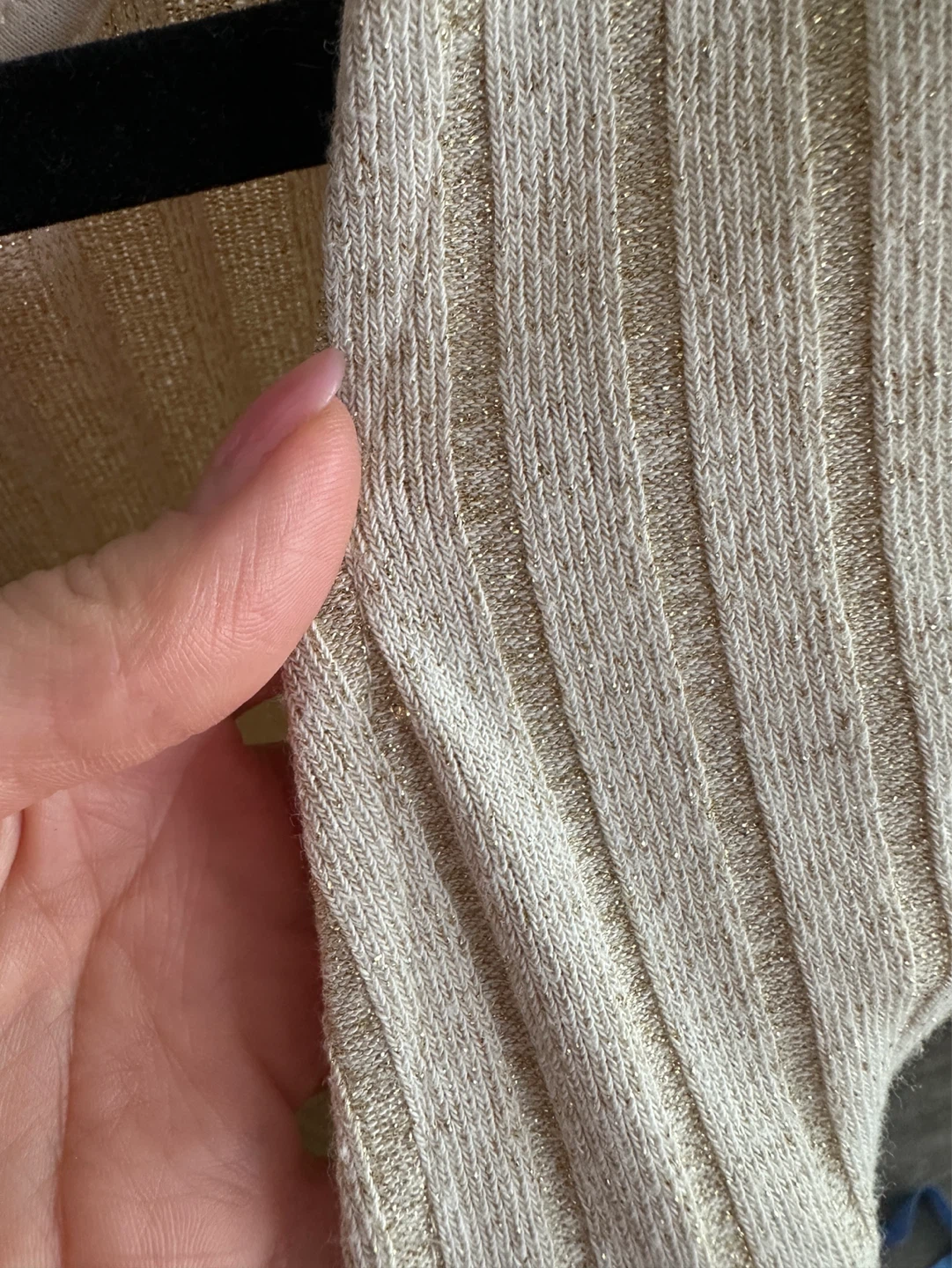 SELECTED FEMME Ribbed Knit Dress Gold Metallic Sparkle - photo 3