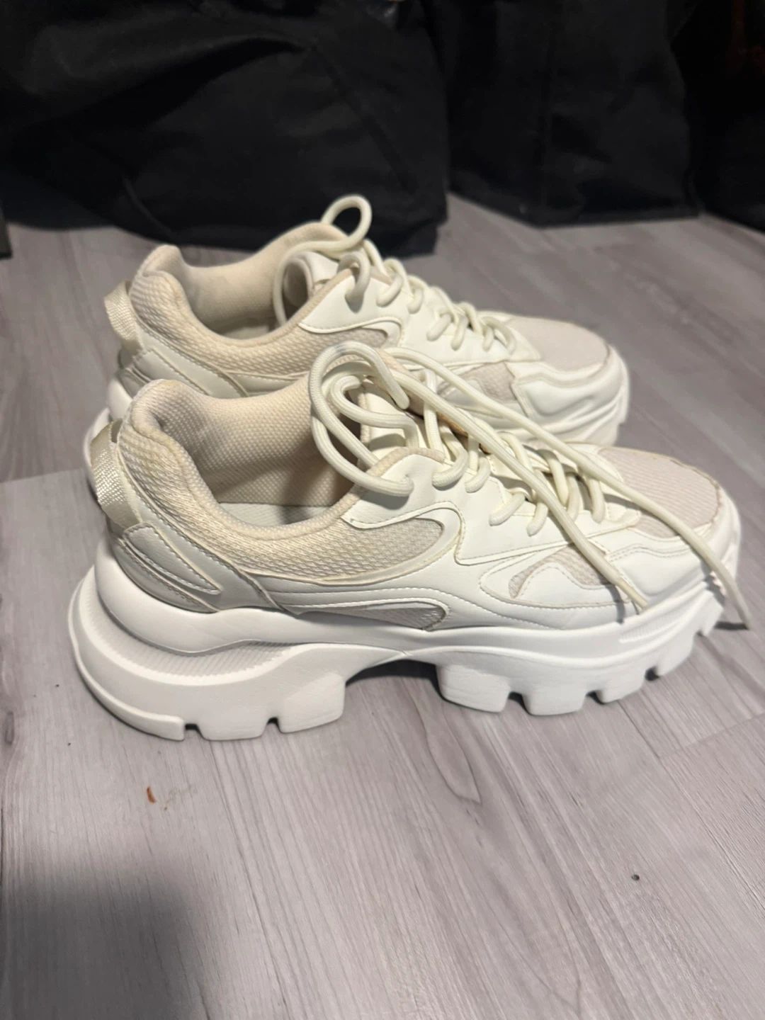 White Chunky Platform Sneakers