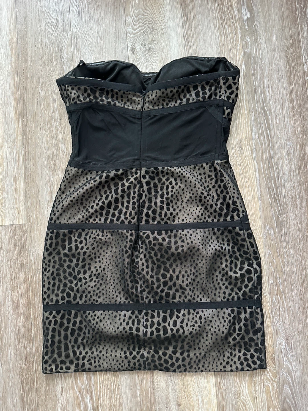 BEBE Black Strapless Cheetah Print Mini Dress M - photo 3