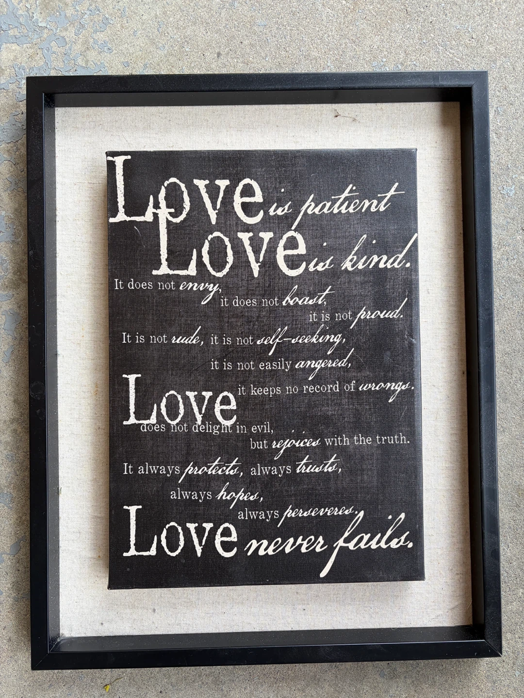 Framed "Love is Patient" Wall Art