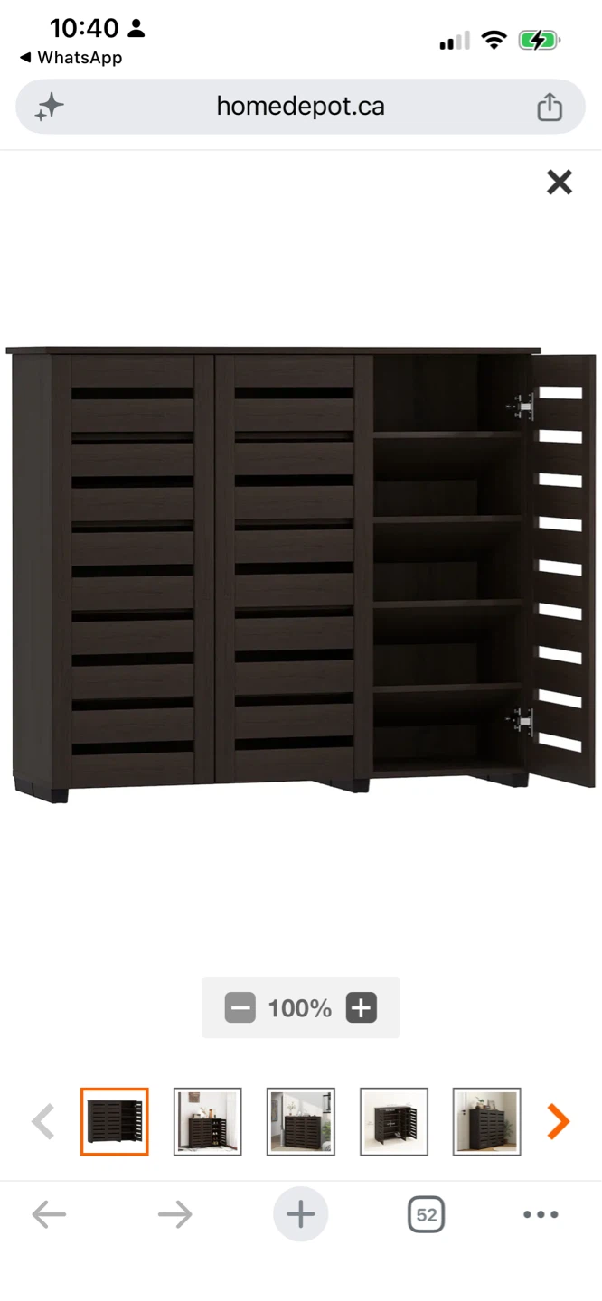 New HOMCOM Shoe Storage Cabinet 20 Pairs Shoes, Dark Brown