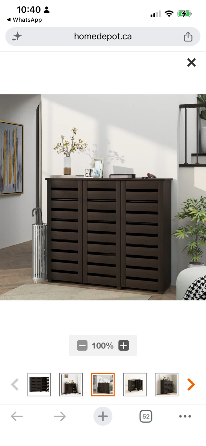 New HOMCOM Shoe Storage Cabinet 20 Pairs Shoes, Dark Brown - photo 3