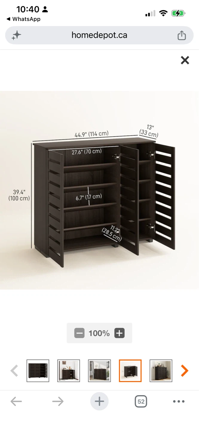 New HOMCOM Shoe Storage Cabinet 20 Pairs Shoes, Dark Brown - photo 4