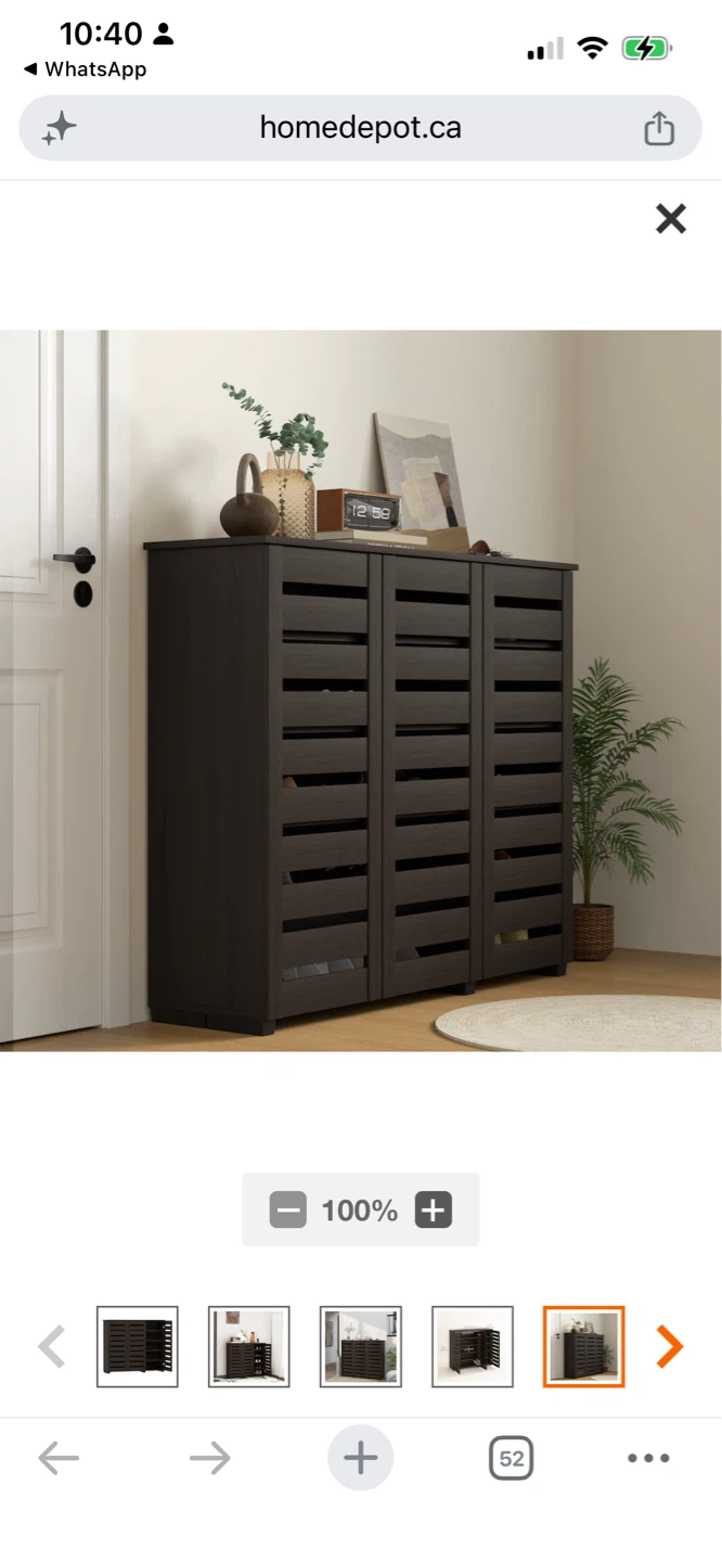 New HOMCOM Shoe Storage Cabinet 20 Pairs Shoes, Dark Brown - photo 5