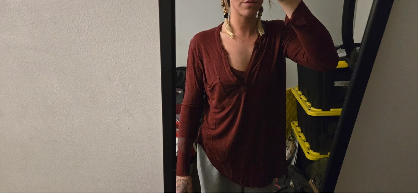 Wine Red Long Sleeve TNA Shirt