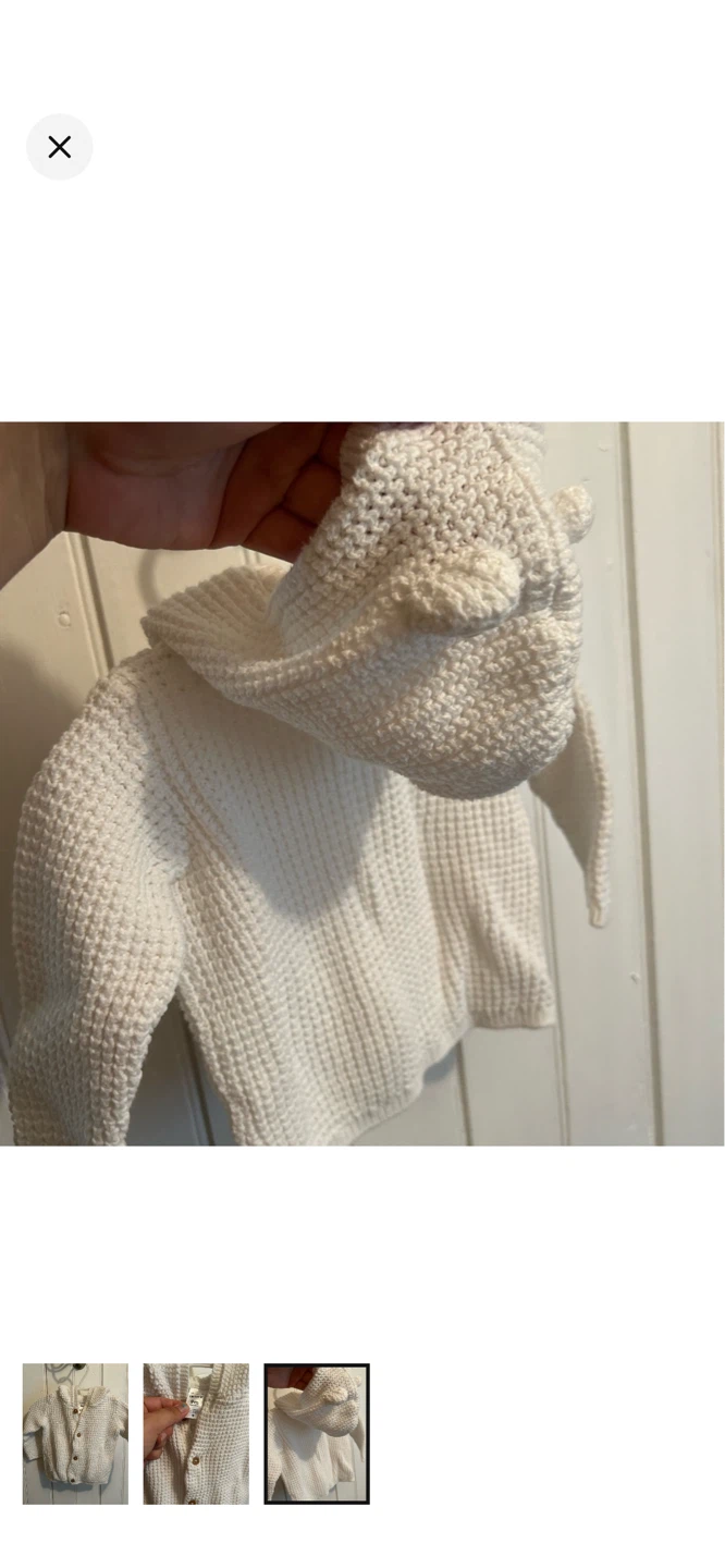 Carter's Baby White Knit Hooded Cardigan 9m - photo 3