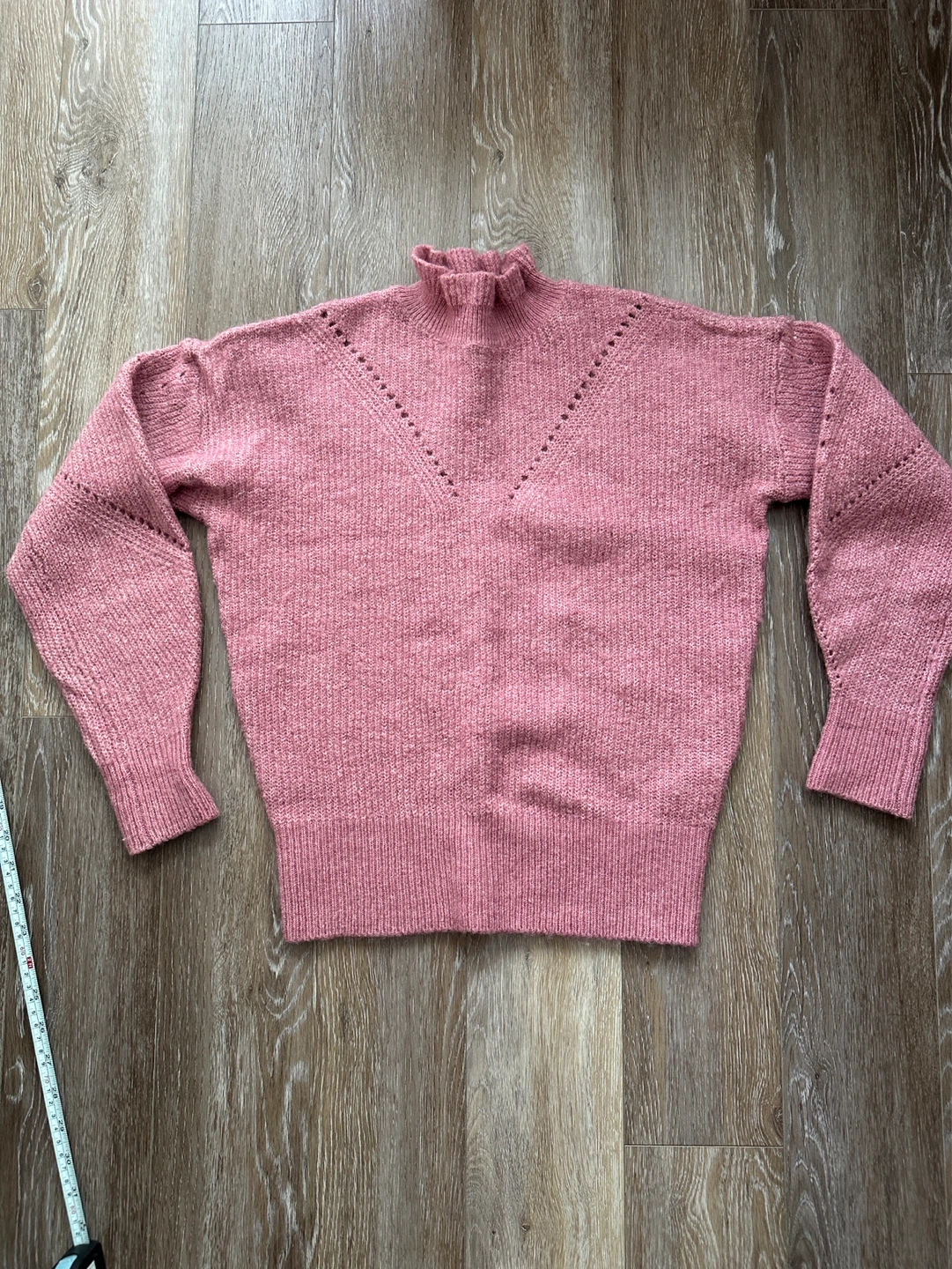 SELECTED FEMME Pink Knit Ruffle Neck Sweater - XS