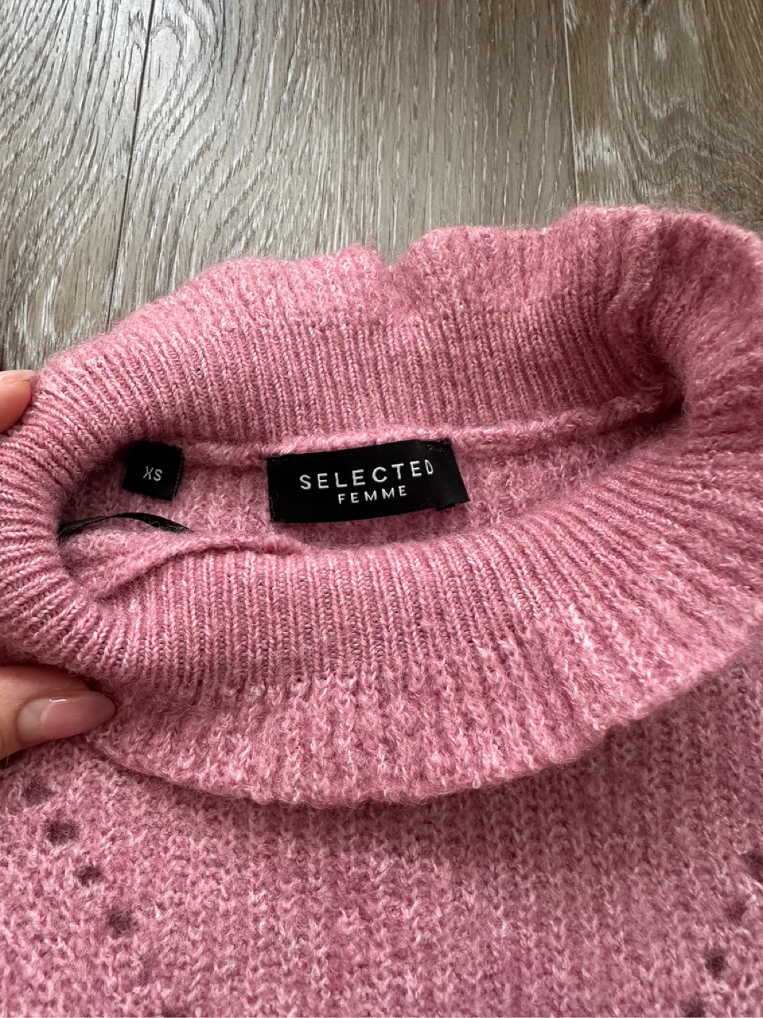 SELECTED FEMME Pink Knit Ruffle Neck Sweater - XS - photo 2