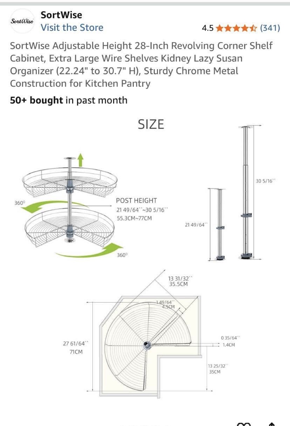 SortWise Adjustable Revolving Corner Shelf Organizer - photo 2