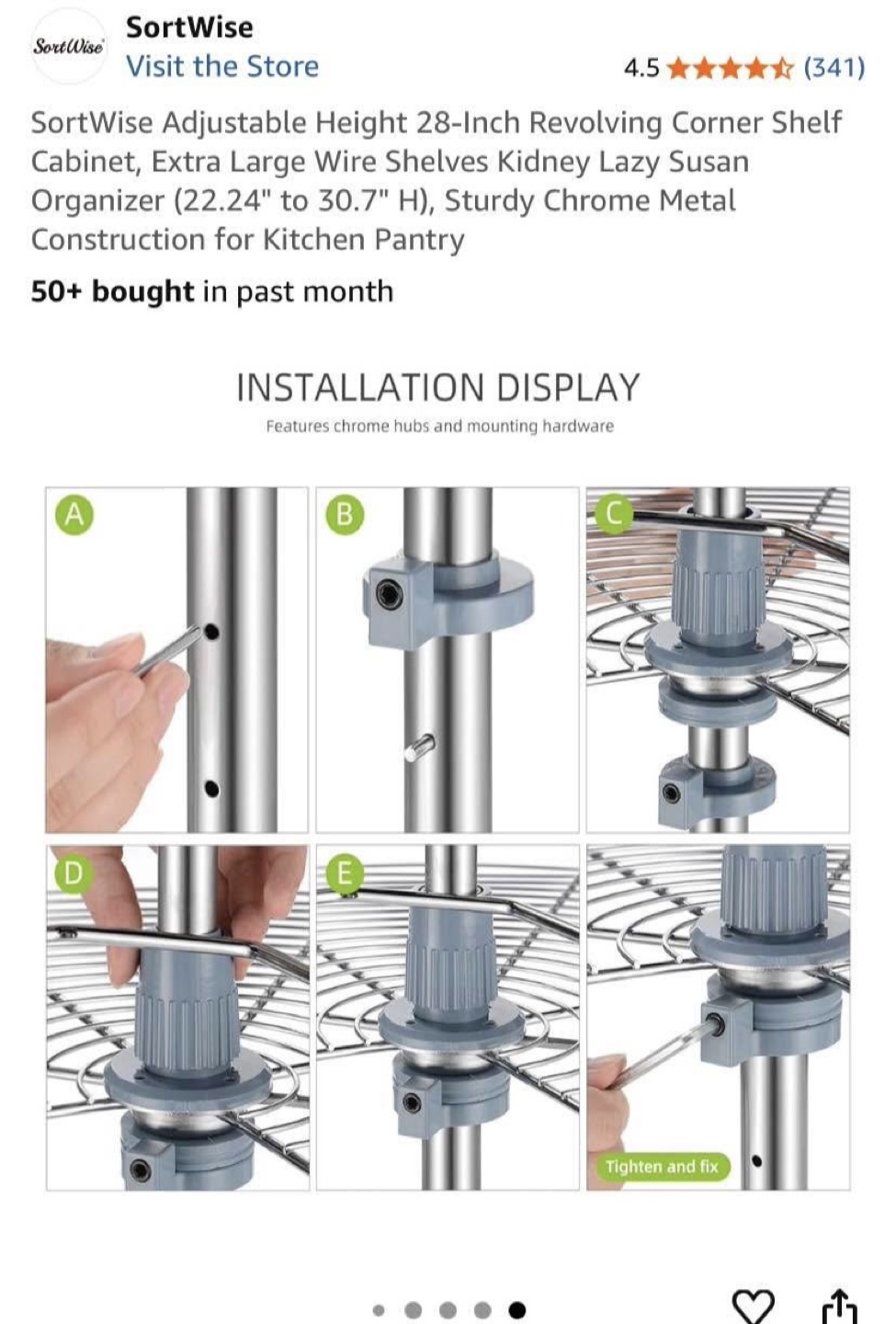 SortWise Adjustable Revolving Corner Shelf Organizer - photo 3