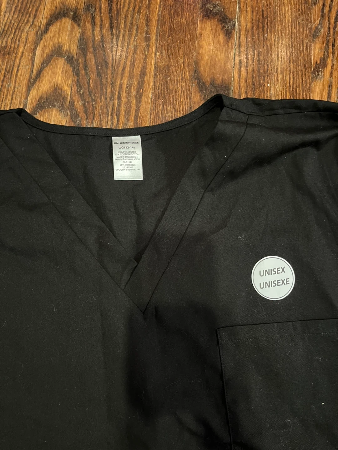 Black Unisex Scrub Top - Size L/G - photo 3