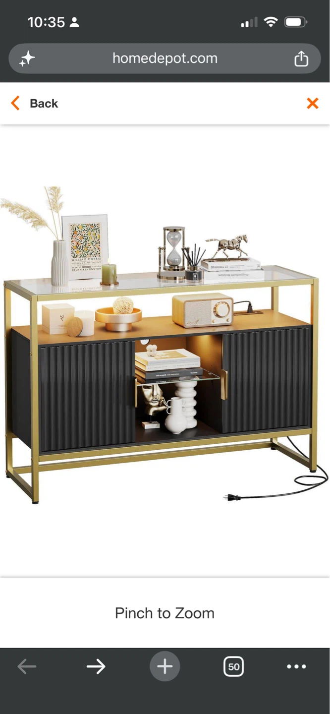 New Modern Console Table with Gold Frame and Black Doors - photo 3
