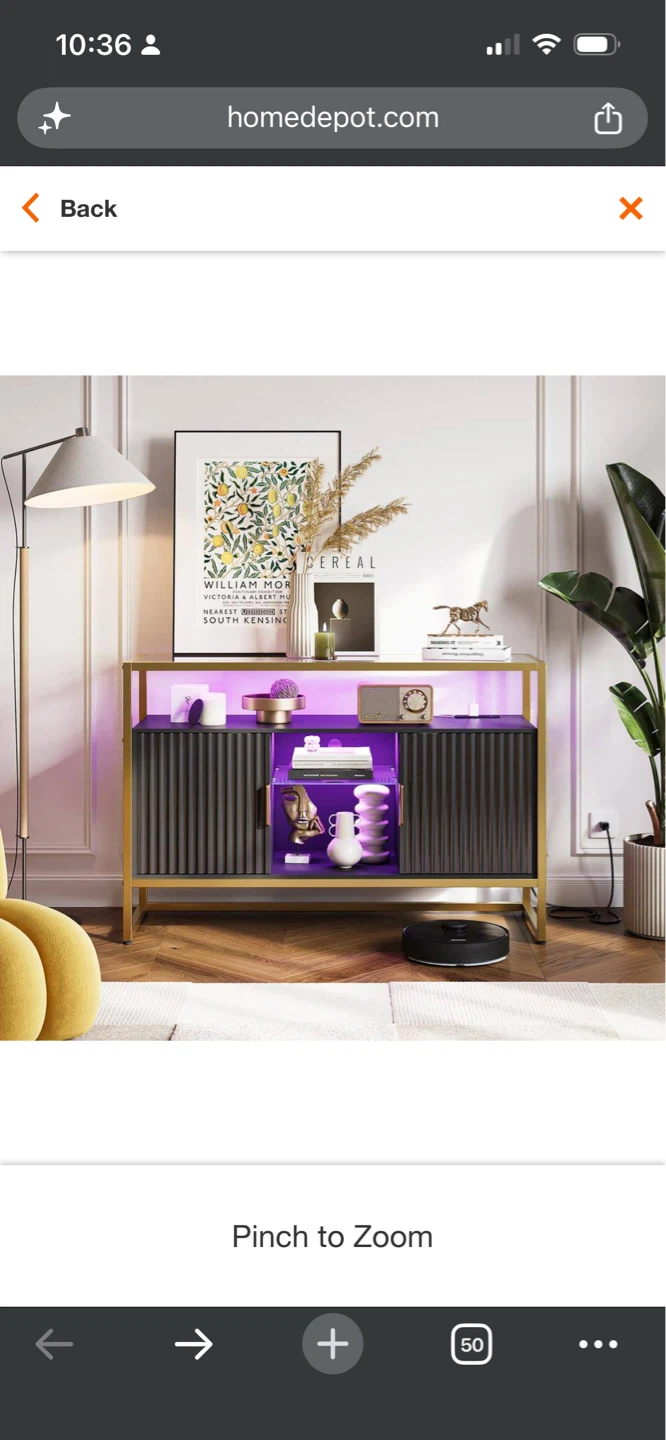 New Modern Console Table with Gold Frame and Black Doors - photo 4