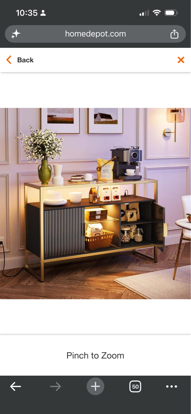 New Modern Console Table with Gold Frame and Black Doors - photo 2