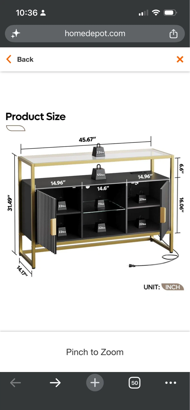 New Modern Console Table with Gold Frame and Black Doors - photo 5