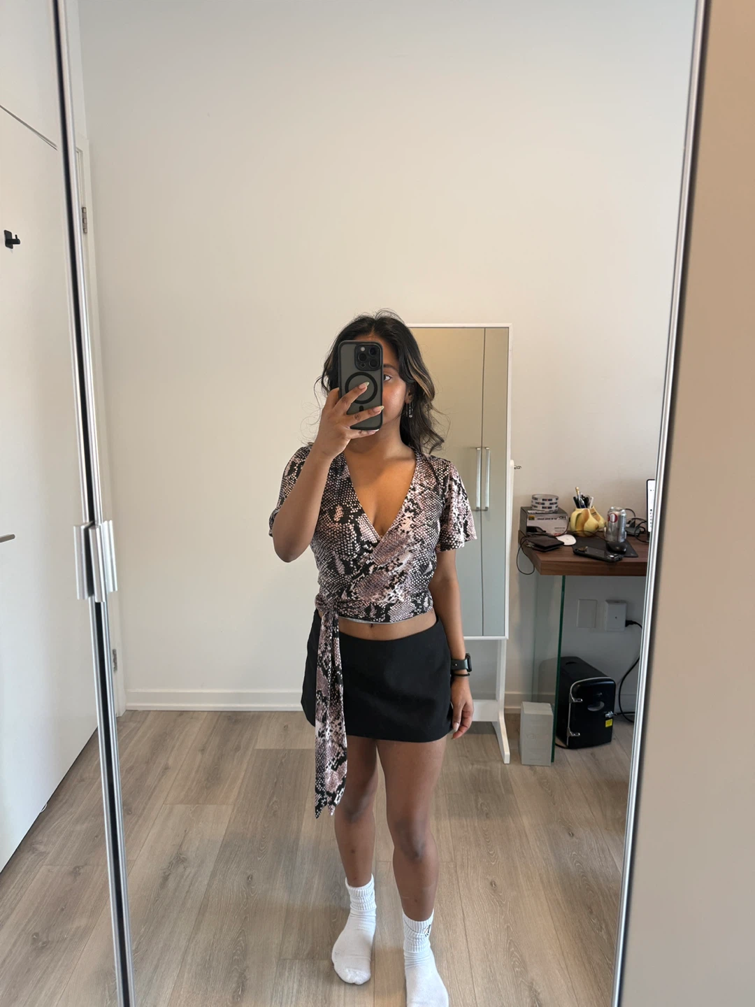 Guess Women's Snake Print Wrap Top - XS