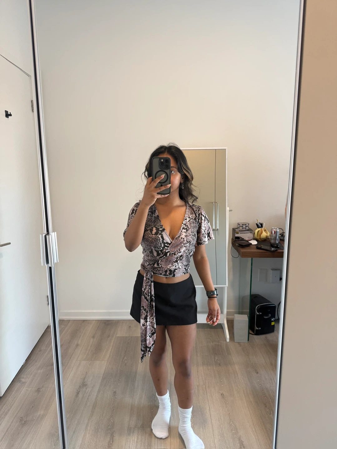 Guess Women's Snake Print Wrap Top - XS - photo 2