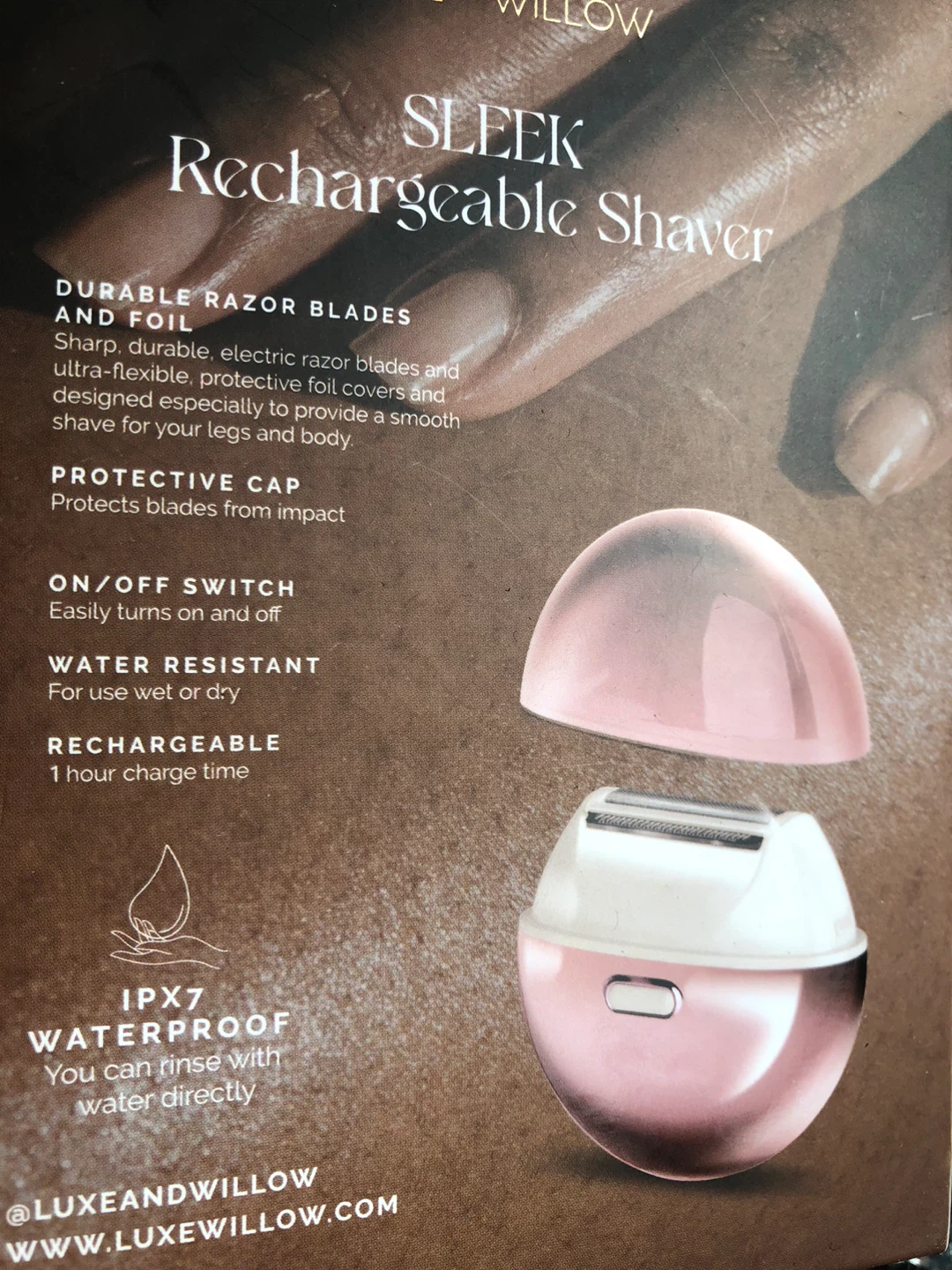 NEW Luxe + Willow Sleek Rechargeable Shaver - Rose Gold - photo 3