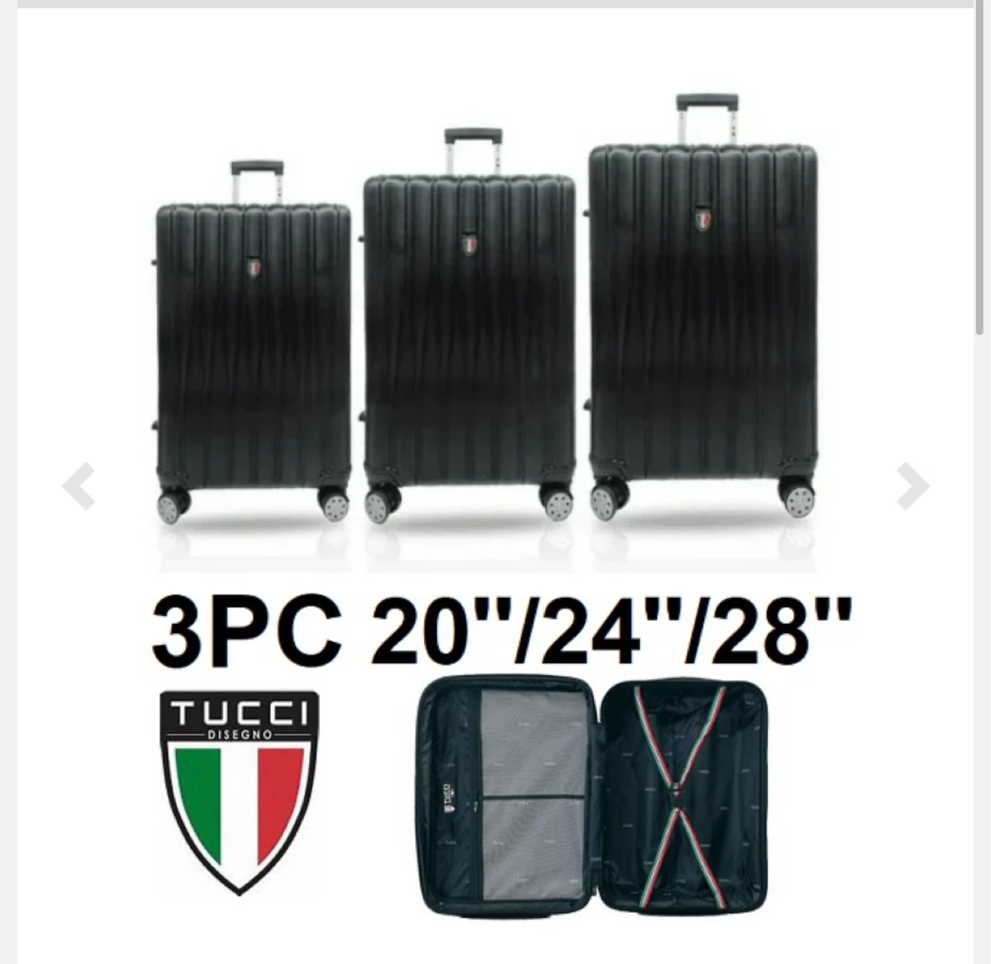 Brand new 3-Piece Tucci Luggage Set - 20"/24"/28"